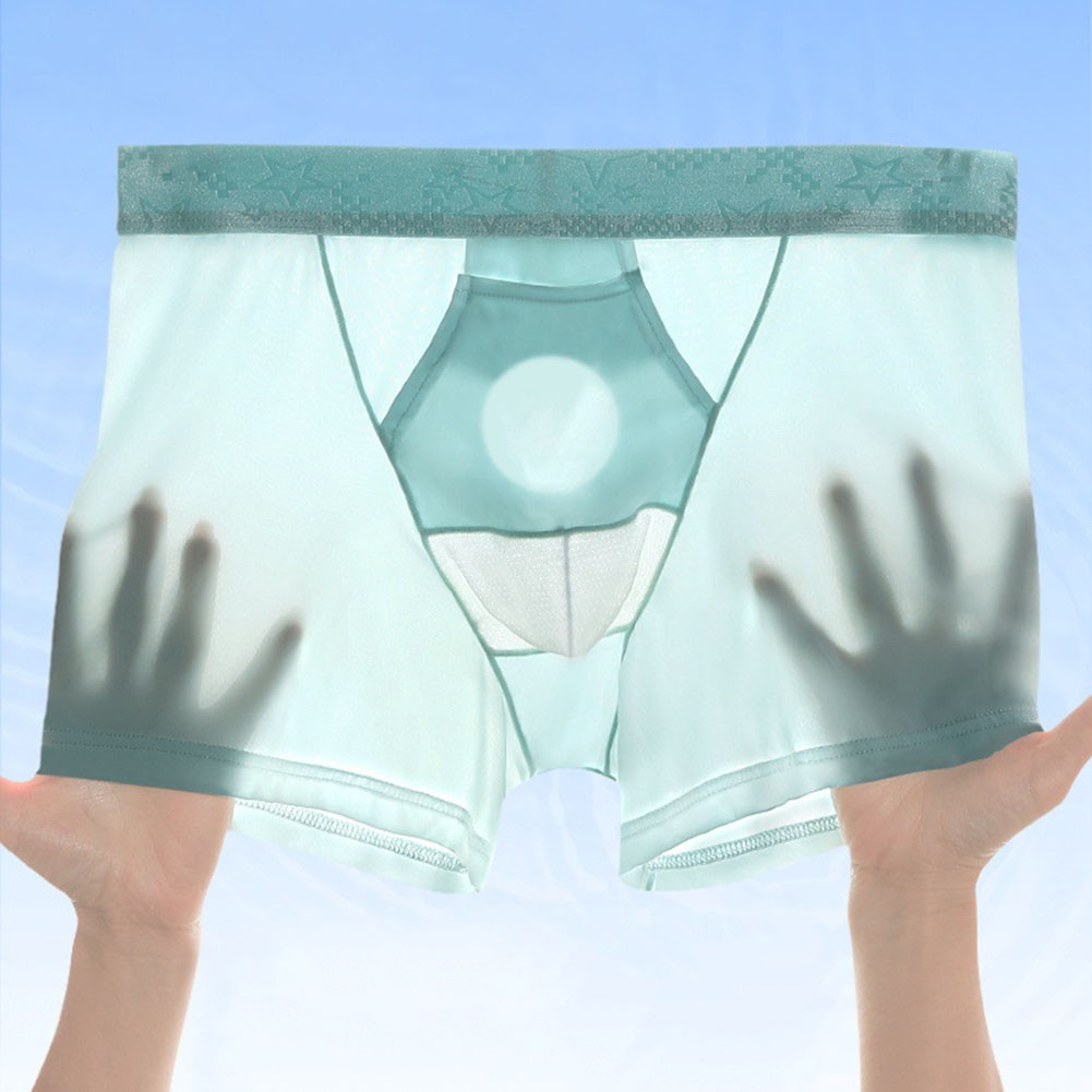 Sheer Underpants Ice Silk Boxer Shorts 20% Spandex Composition U Convex Design - Picture 20 of 22