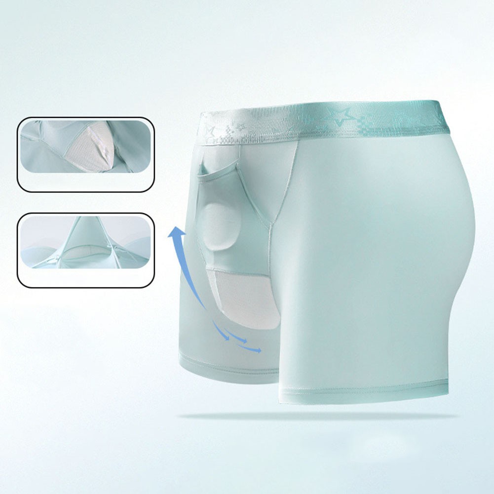 Sheer Underpants Ice Silk Boxer Shorts 20% Spandex Composition U Convex Design - Picture 21 of 22