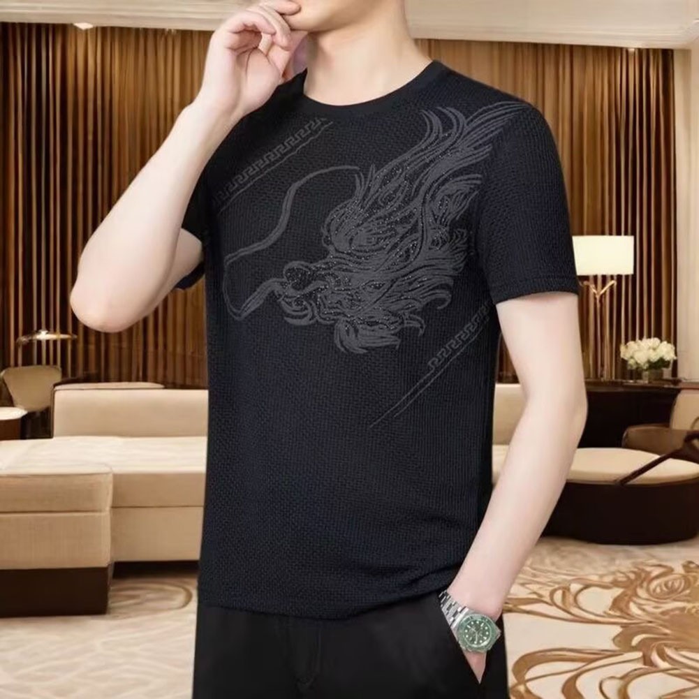 Casual Style Men's Dragon Print T Shirt with Short Sleeves for Holidays - Zdjęcie 9 z 24