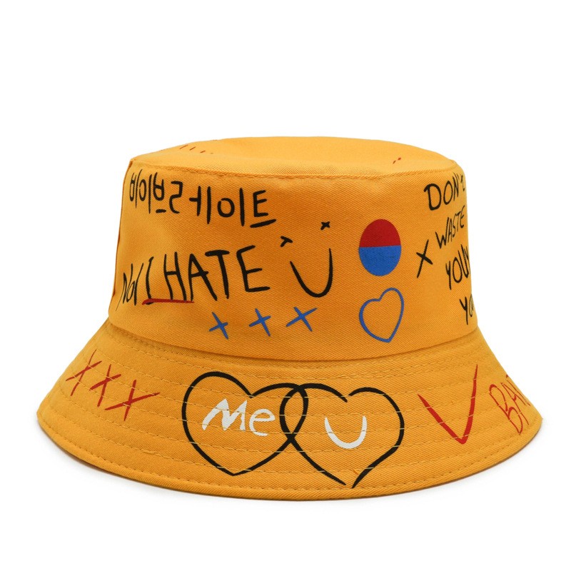 Graffiti Heart Bucket Hat Essential Fashion Item for Outdoor Enthusiasts - Picture 13 of 15