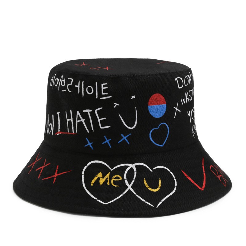 Graffiti Heart Bucket Hat Essential Fashion Item for Outdoor Enthusiasts - Picture 14 of 15