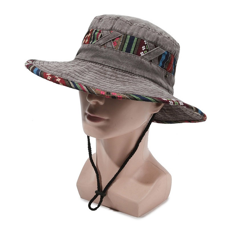Chapeau de soleil tribal bordure florale chapeau panneau maille respirant matiè - Photo 13/18