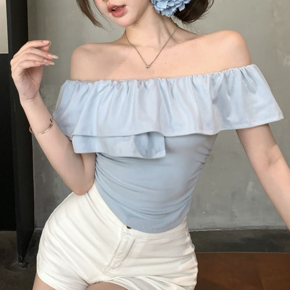 Chic Summer Off Shoulder T Shirt with Ruffles for Women Everyday Style - Picture 23 of 37