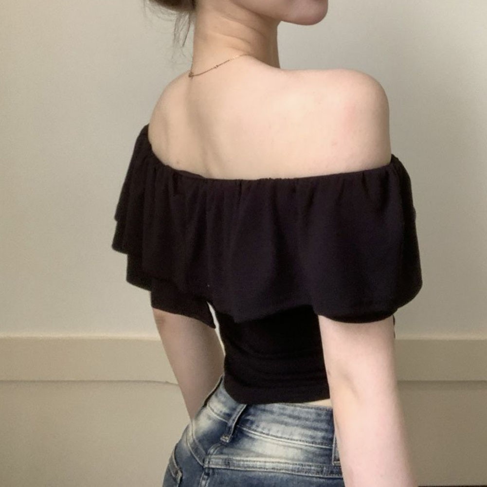 Chic Summer Off Shoulder T Shirt with Ruffles for Women Everyday Style - Picture 30 of 37