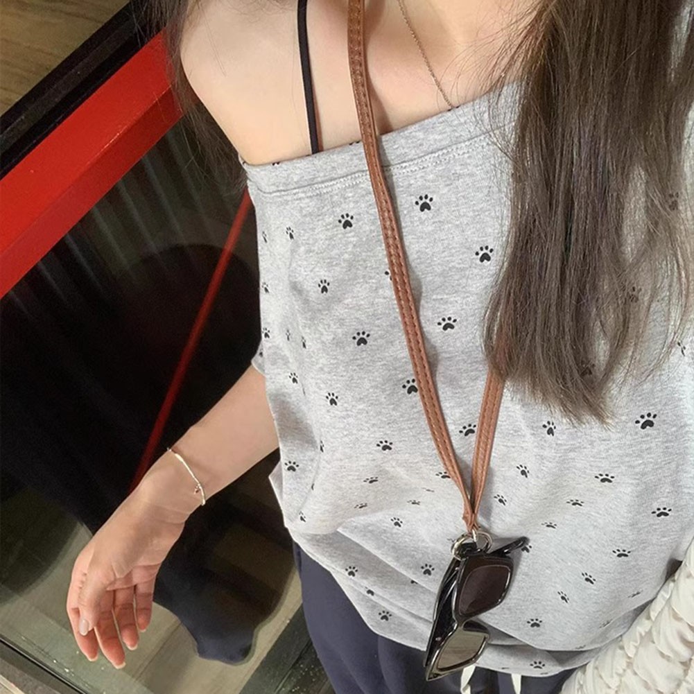 Stylish Off Shoulder Short Sleeve T Shirt for Women with Dog Claw Print - Picture 14 of 14