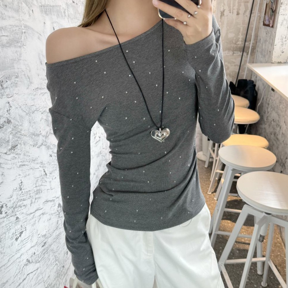 Fashion Womens Long Sleeve Dot Print Off Shoulder T Shirt Summer Style - Picture 15 of 20