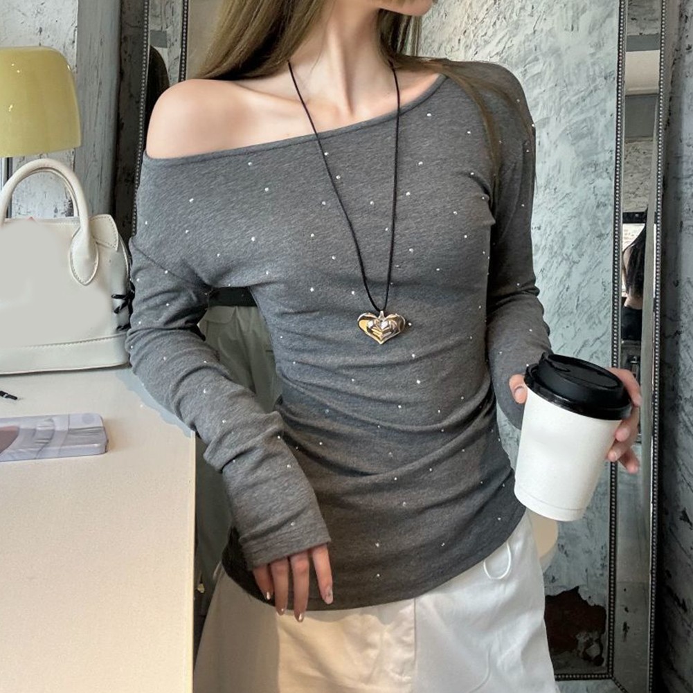 Fashion Womens Long Sleeve Dot Print Off Shoulder T Shirt Summer Style - Picture 20 of 20