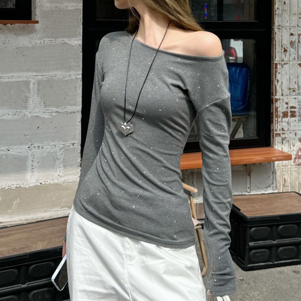 Fashion Womens Long Sleeve Dot Print Off Shoulder T Shirt Summer Style - Picture 19 of 20
