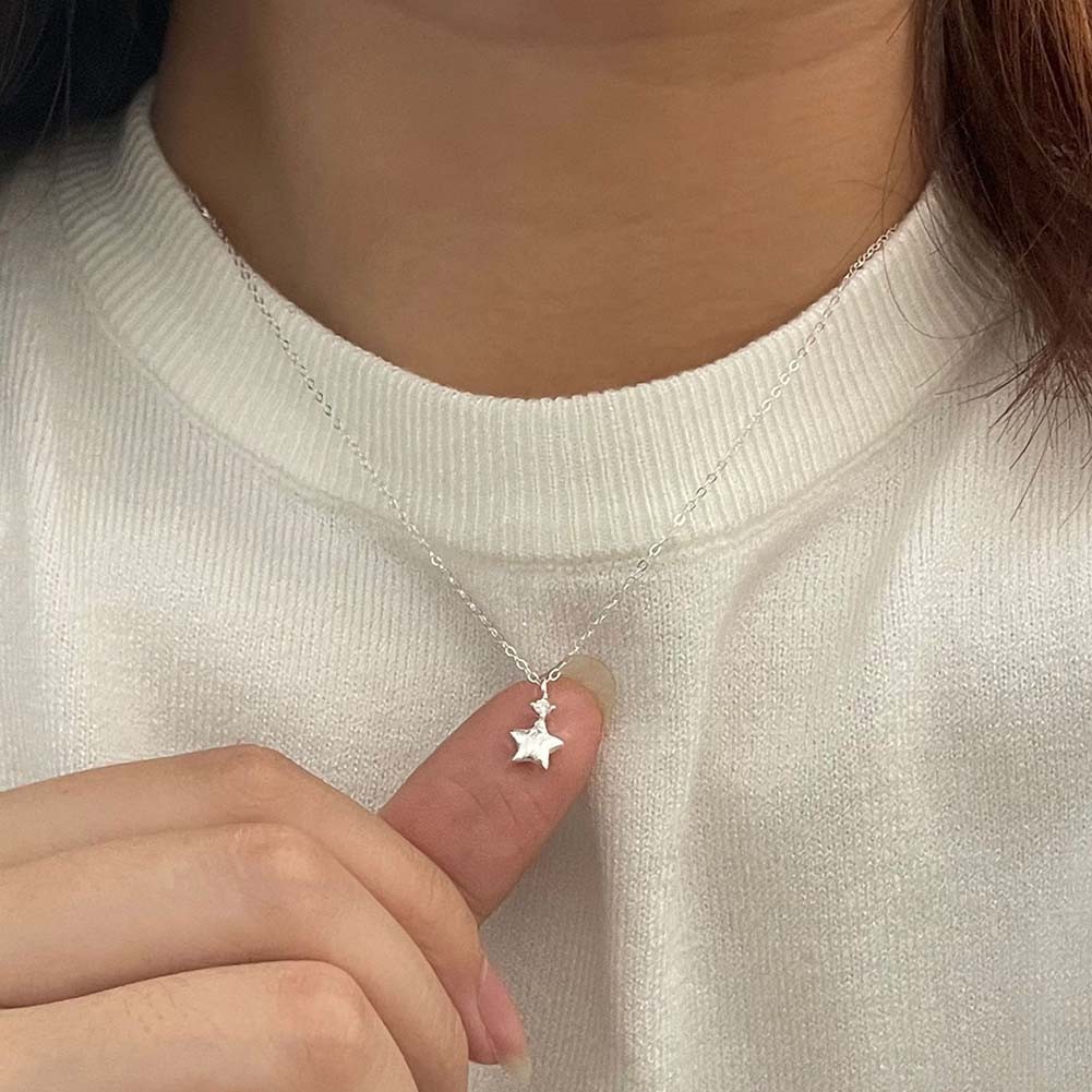 Unique Brushed Star Zircon Pendant Necklace for Fashionable Accessories - Picture 5 of 5