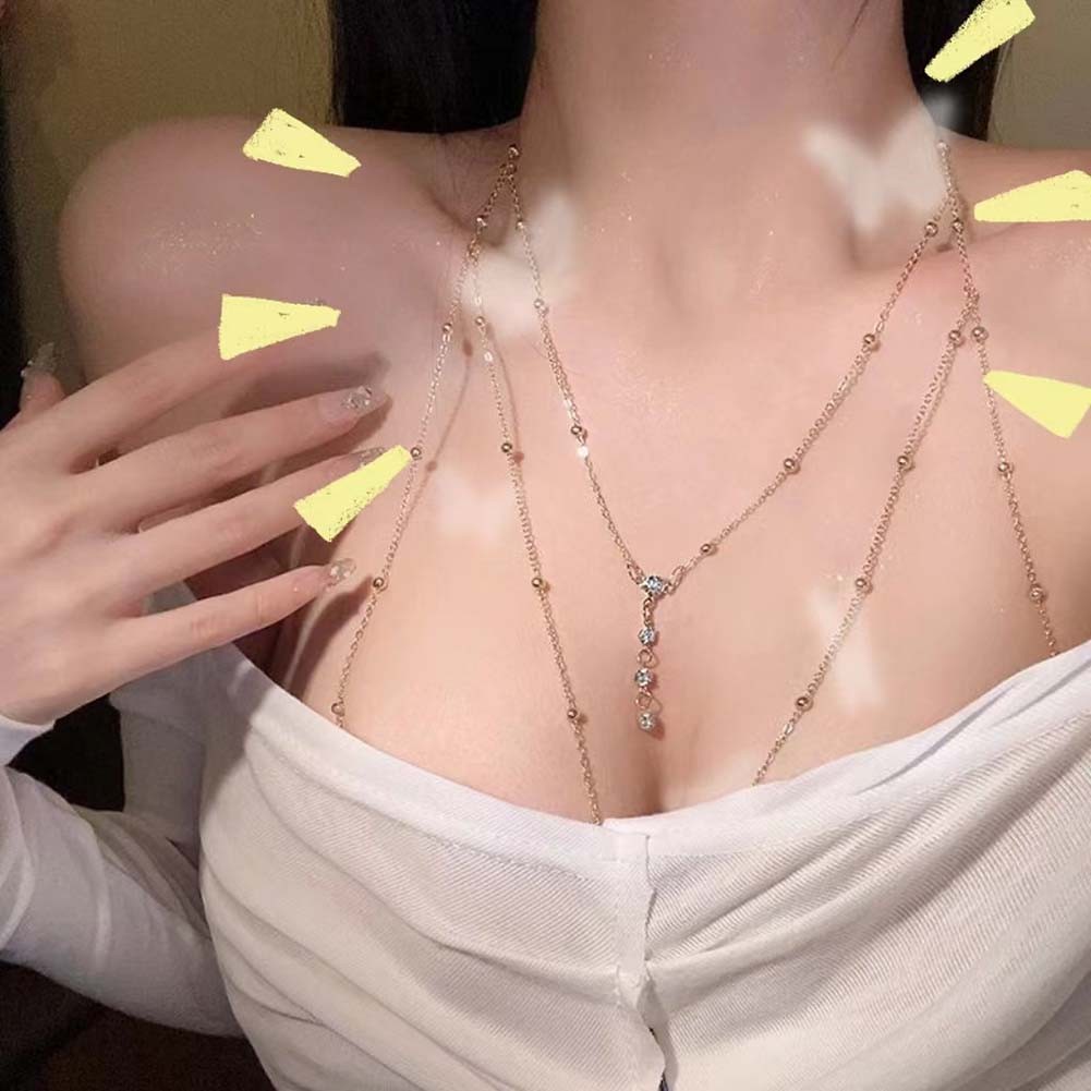 Trendy Body Chain Necklace for Unique Looks with Flash Diamond Pendant