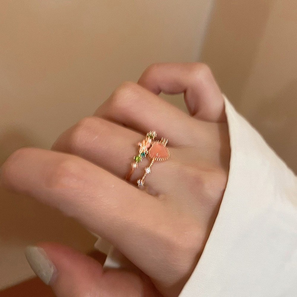 Charming Pink Heart - Shaped Zircon Ring with Adjustable Opening - Picture 8 of 9