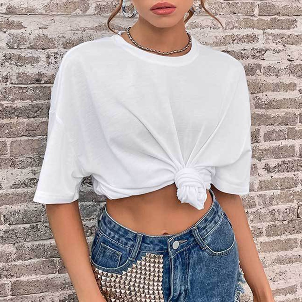 Medium Elasticity Loose Short-sleeved T-shirt officiel Womens Casual T-shirt For Outings