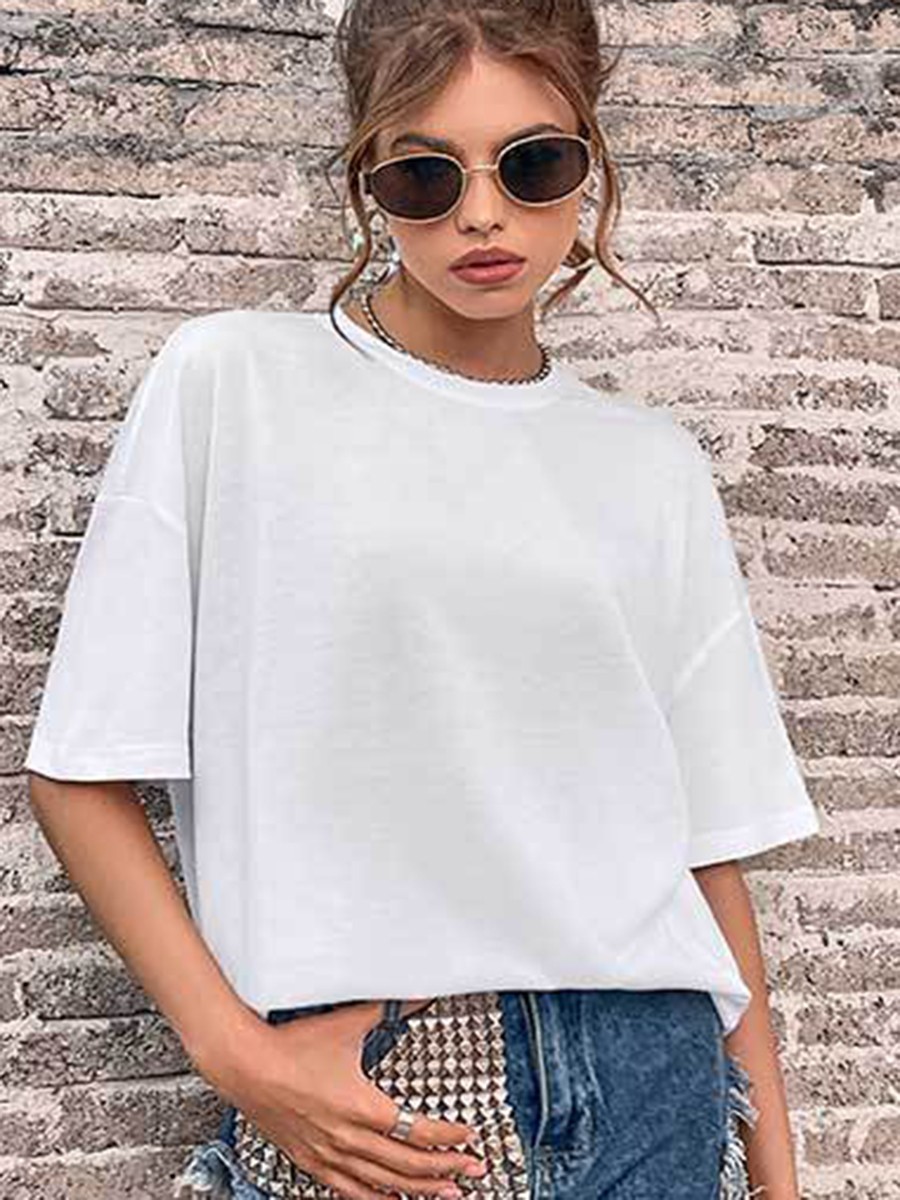 Medium Elasticity mode Loose Short-sleeved T-shirt Womens Casual T-shirt For Outings