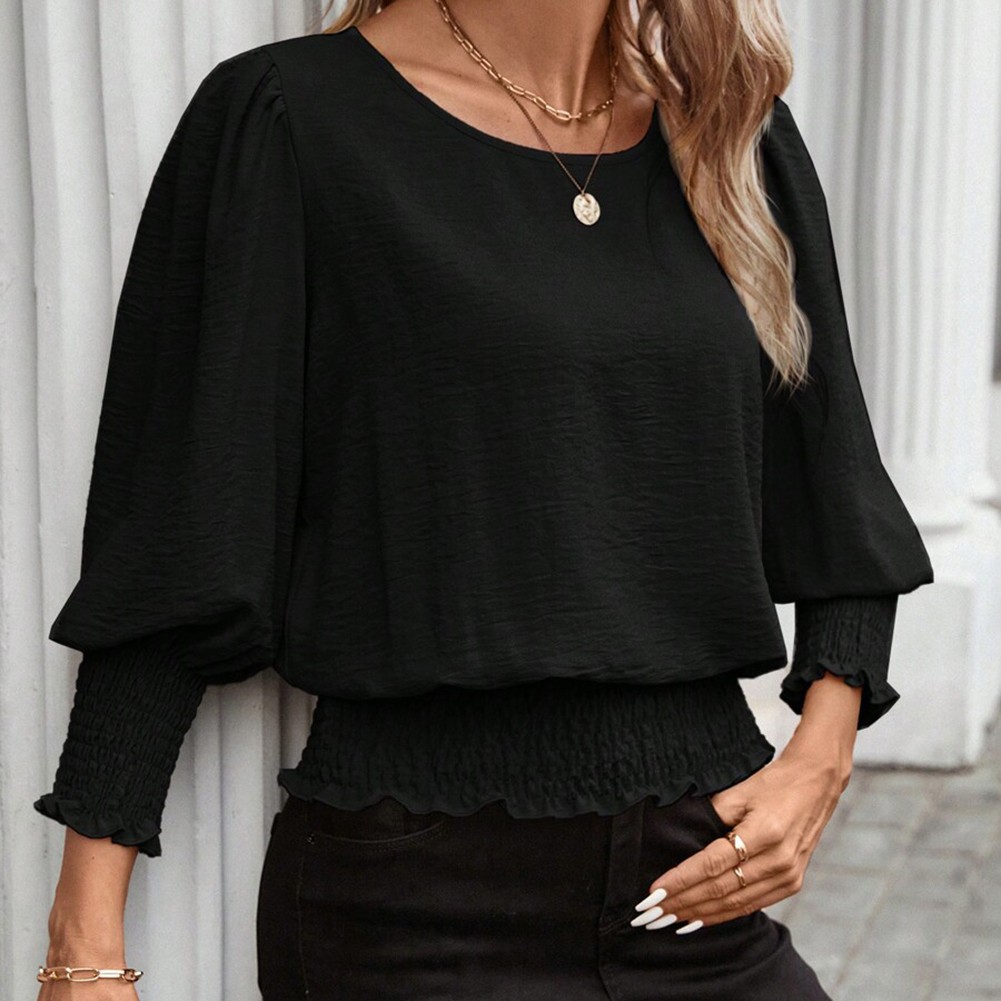 Relaxed Women's Loose Fit Shirt Casual Round Neck Design for Everyday Outfits - Picture 31 of 96