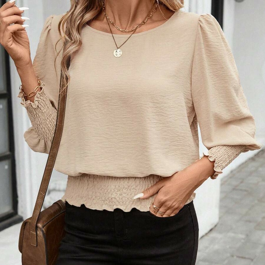 Relaxed Women's Loose Fit Shirt Casual Round Neck Design for Everyday Outfits - Picture 26 of 96