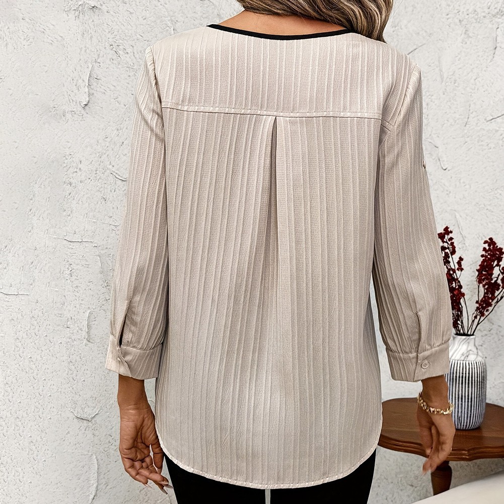 Fashionable Apricot Striped Shirt for Women Ideal for Multiple Occasions - Picture 25 of 55
