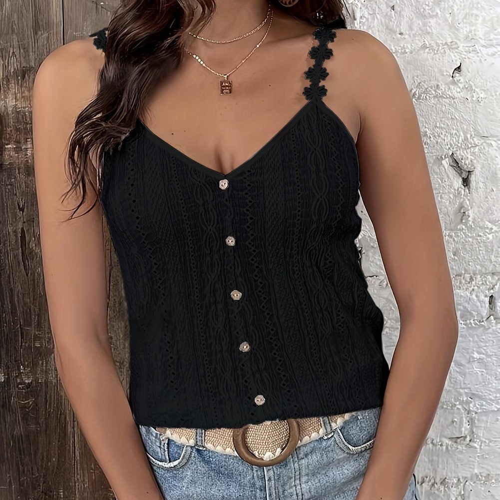 Casual Vest Breathable Strappy Top Lightweight Polyester Fabric Loose Fit - Picture 21 of 52