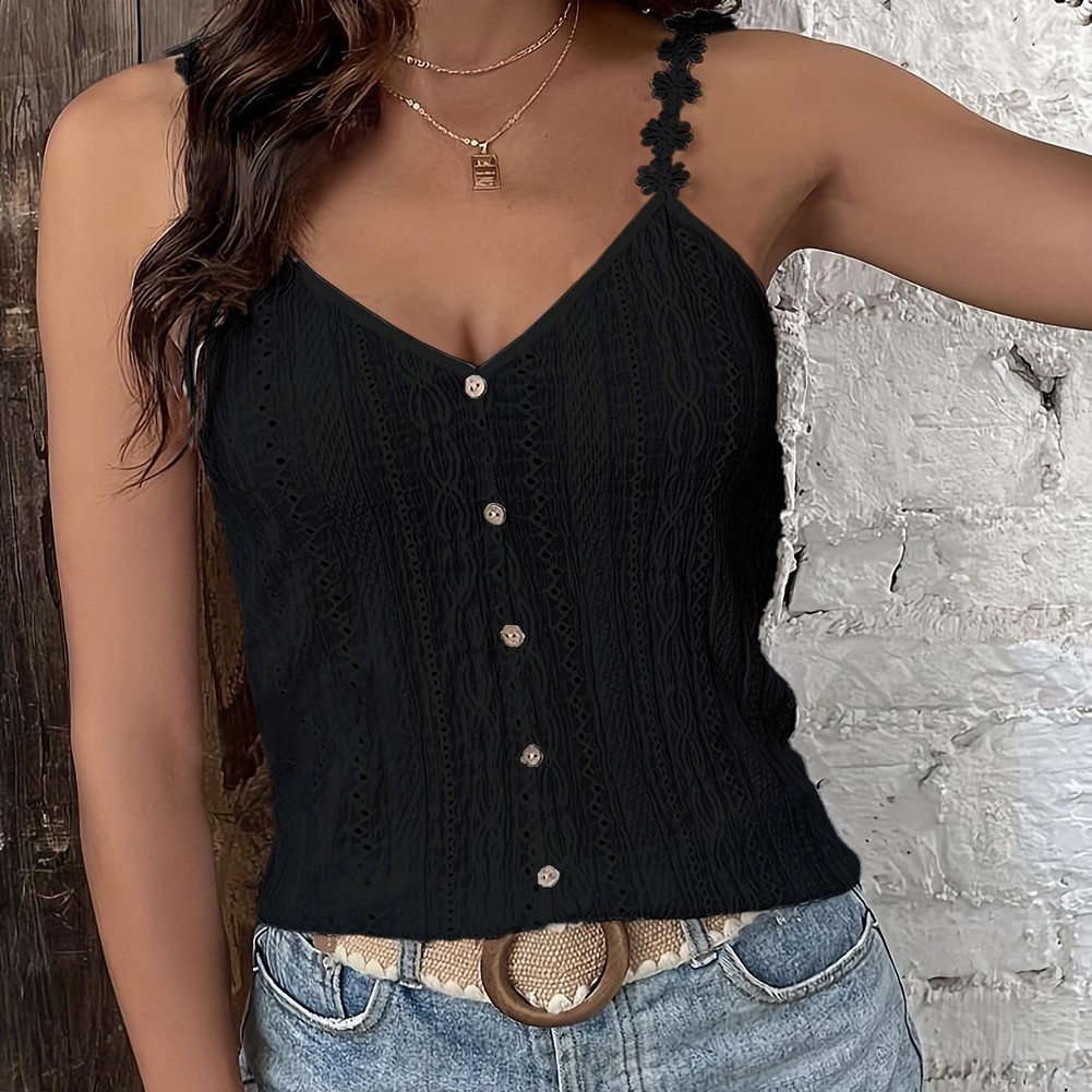 Casual Vest Breathable Strappy Top Lightweight Polyester Fabric Loose Fit - Picture 14 of 52