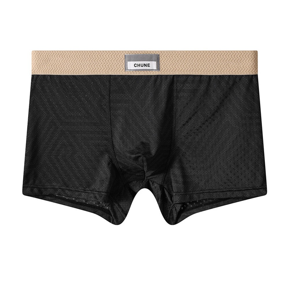 Solid Mesh Trunks Breathable Men's Mid Rise Boxer Shorts for Daily Wear - Picture 13 of 22