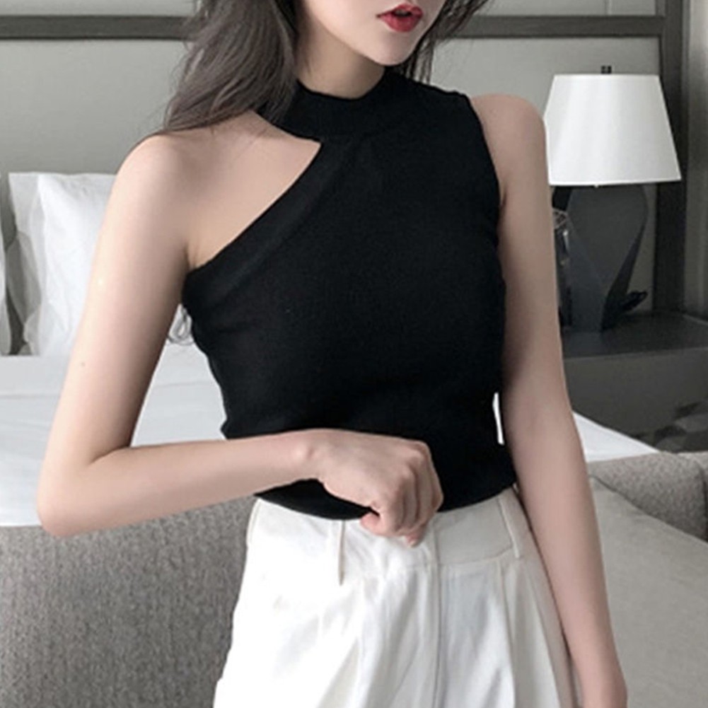 Fashionable Womens Knitted Camisole Top Off Shoulder Sleeveless Design - Picture 18 of 27