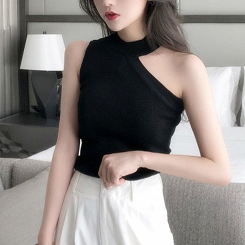 Fashionable Womens Knitted Camisole Top Off Shoulder Sleeveless Design - Picture 16 of 27