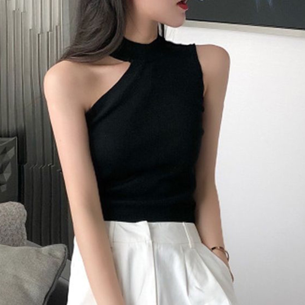 Fashionable Womens Knitted Camisole Top Off Shoulder Sleeveless Design - Picture 15 of 27