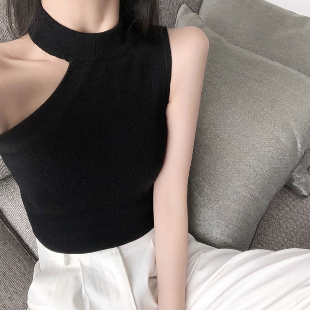 Fashionable Womens Knitted Camisole Top Off Shoulder Sleeveless Design - Picture 13 of 27