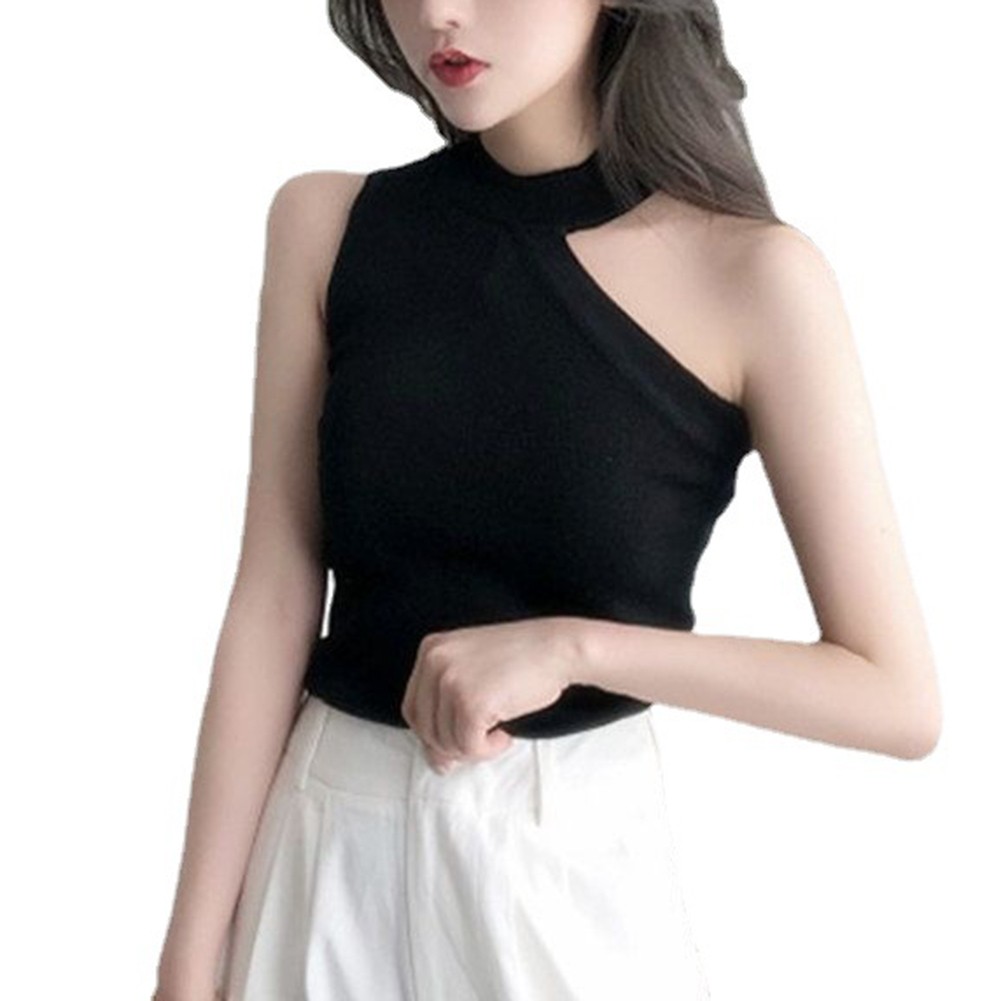 Fashionable Womens Knitted Camisole Top Off Shoulder Sleeveless Design - Picture 17 of 27