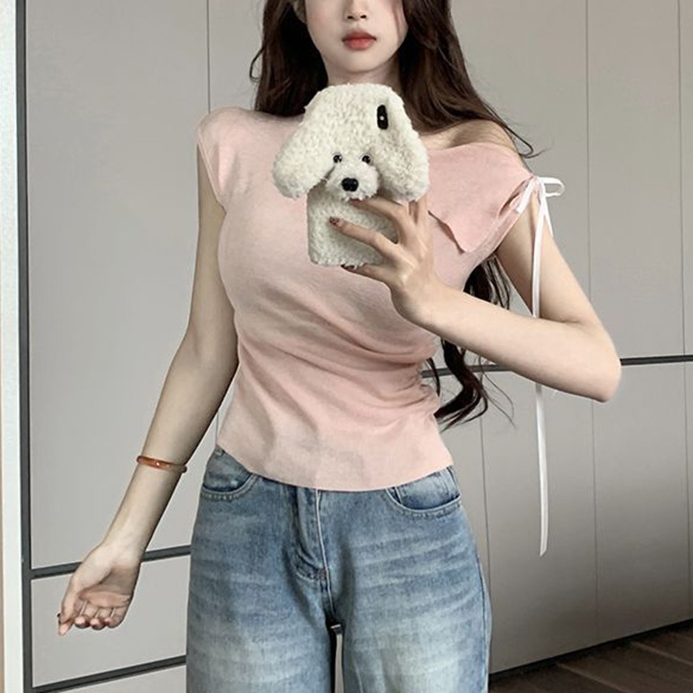 Daily officiel Wear Off Shoulder Top Casual Wear Brand New Short Sleeve Solid Color