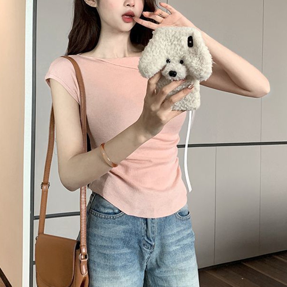 Daily Wear Off vendu Shoulder Top Casual Wear Brand New Short Sleeve Solid Color
