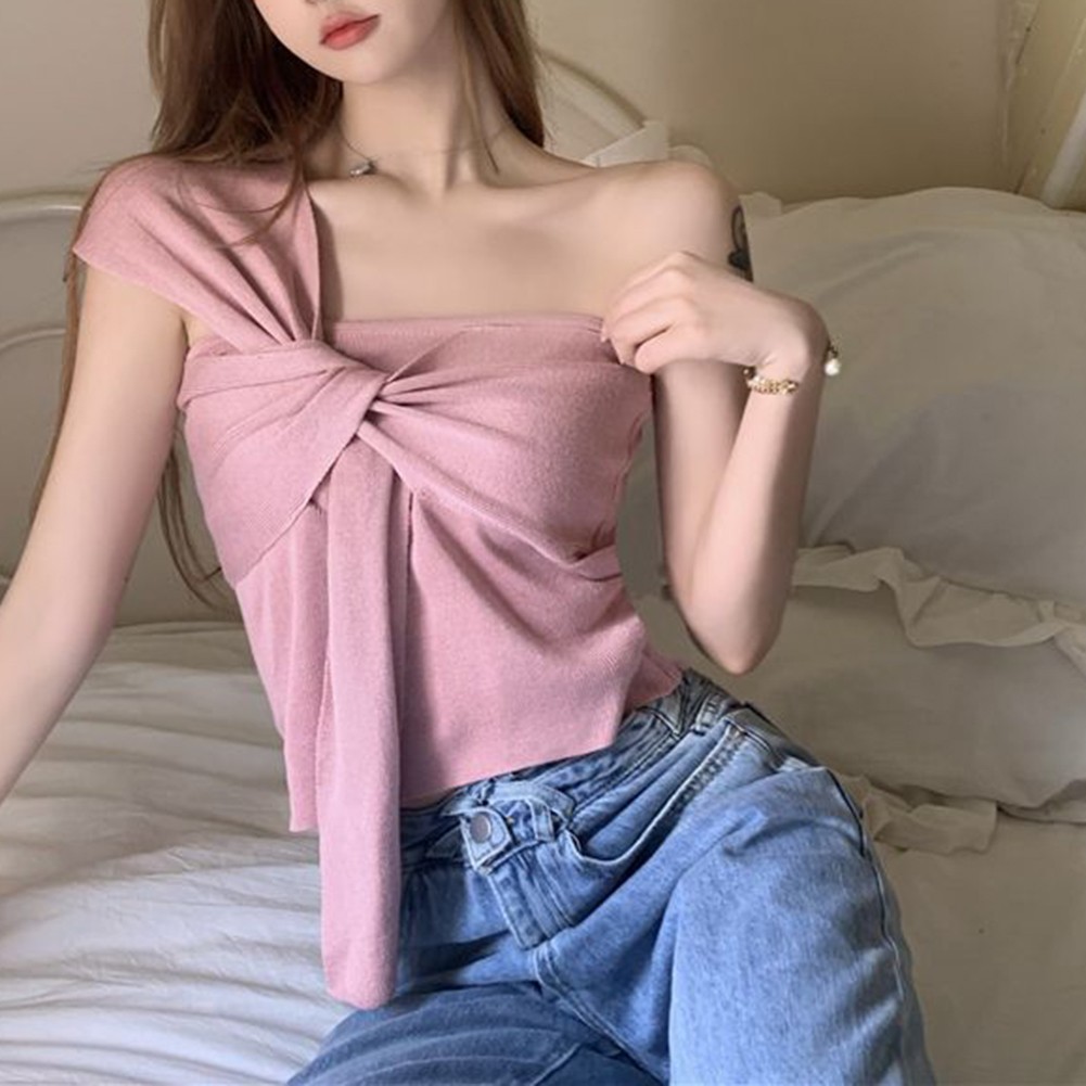 Off Shoulder Camisole One Shoulder Collar vendre Regular Length Short Sleeve Style