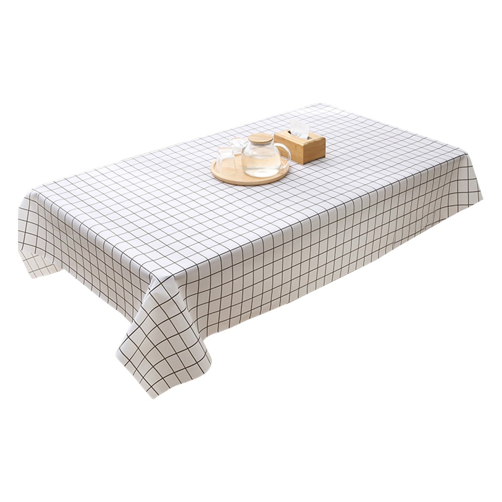 Black and White Checkered Tablecloth 3 Piece Set for Dining Tables Waterproof - Picture 14 of 15