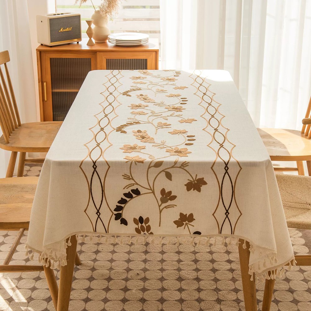 Dining Room Decor Embroidered Tablecloth Pastoral Decor Dining Tablecloth - Picture 15 of 15