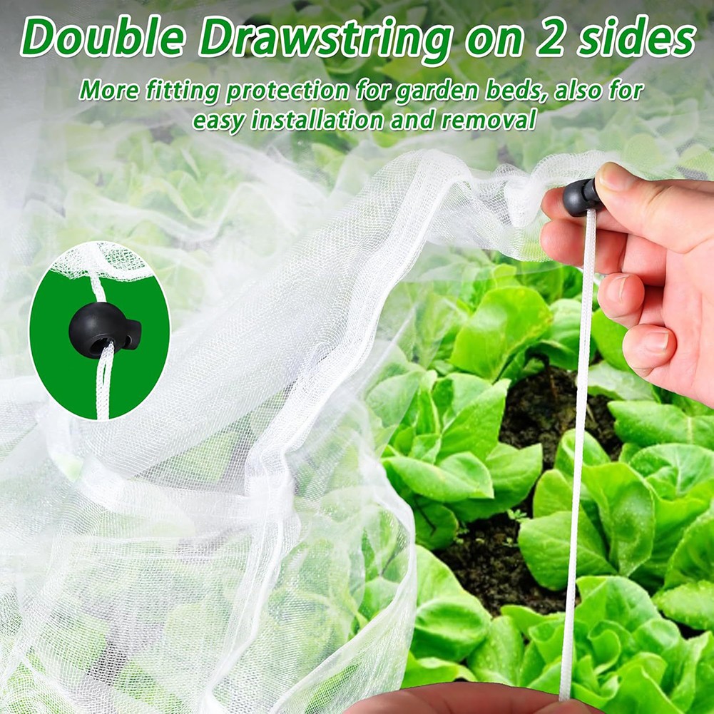 Adjustable Drawstrings Garden Mesh Covers Easy Installation Garden Covers