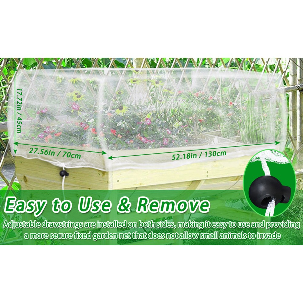 Adjustable Drawstrings Garden Mesh Covers Easy Installation Garden Covers