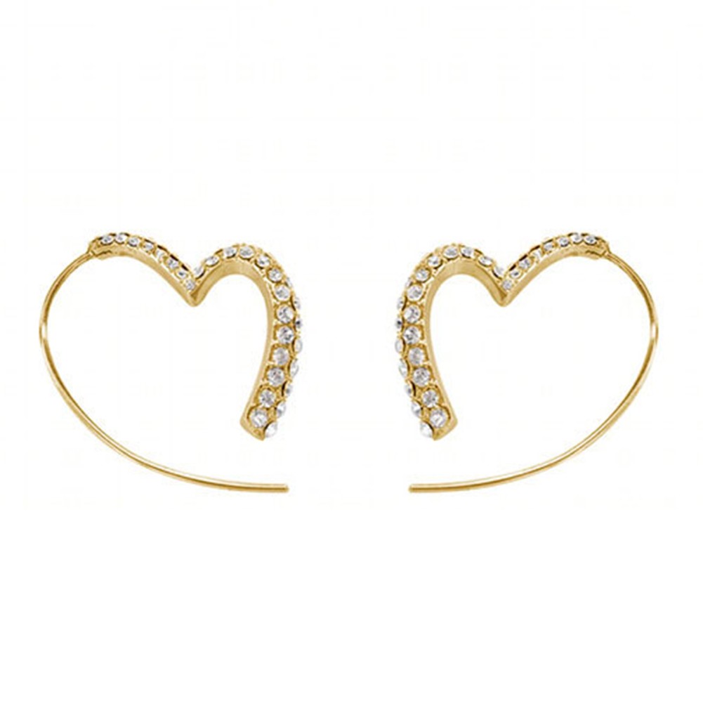 Charmantes boucles doreilles en forme de coeur avec motif diamant complet pour les amateurs de vente en gros mode