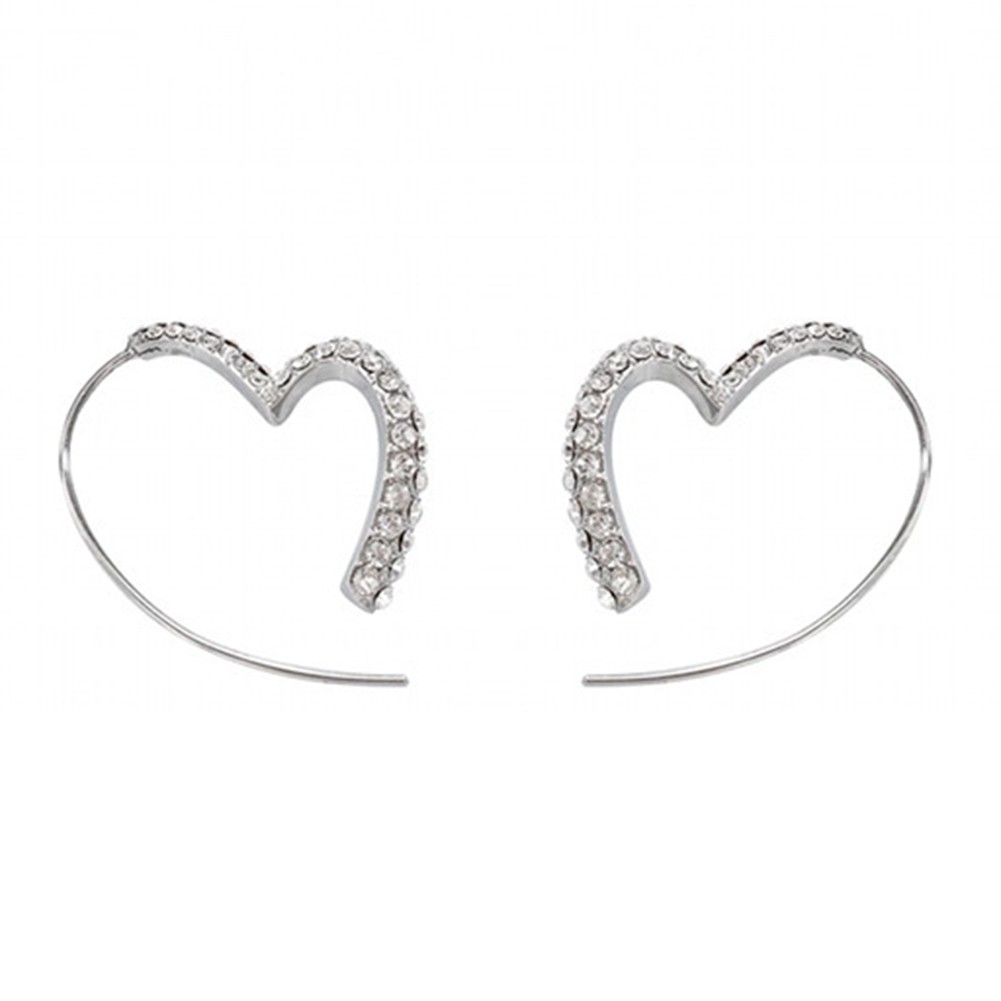 Charmantes boucles doreilles en forme de mode coeur avec motif diamant complet pour les amateurs de mode