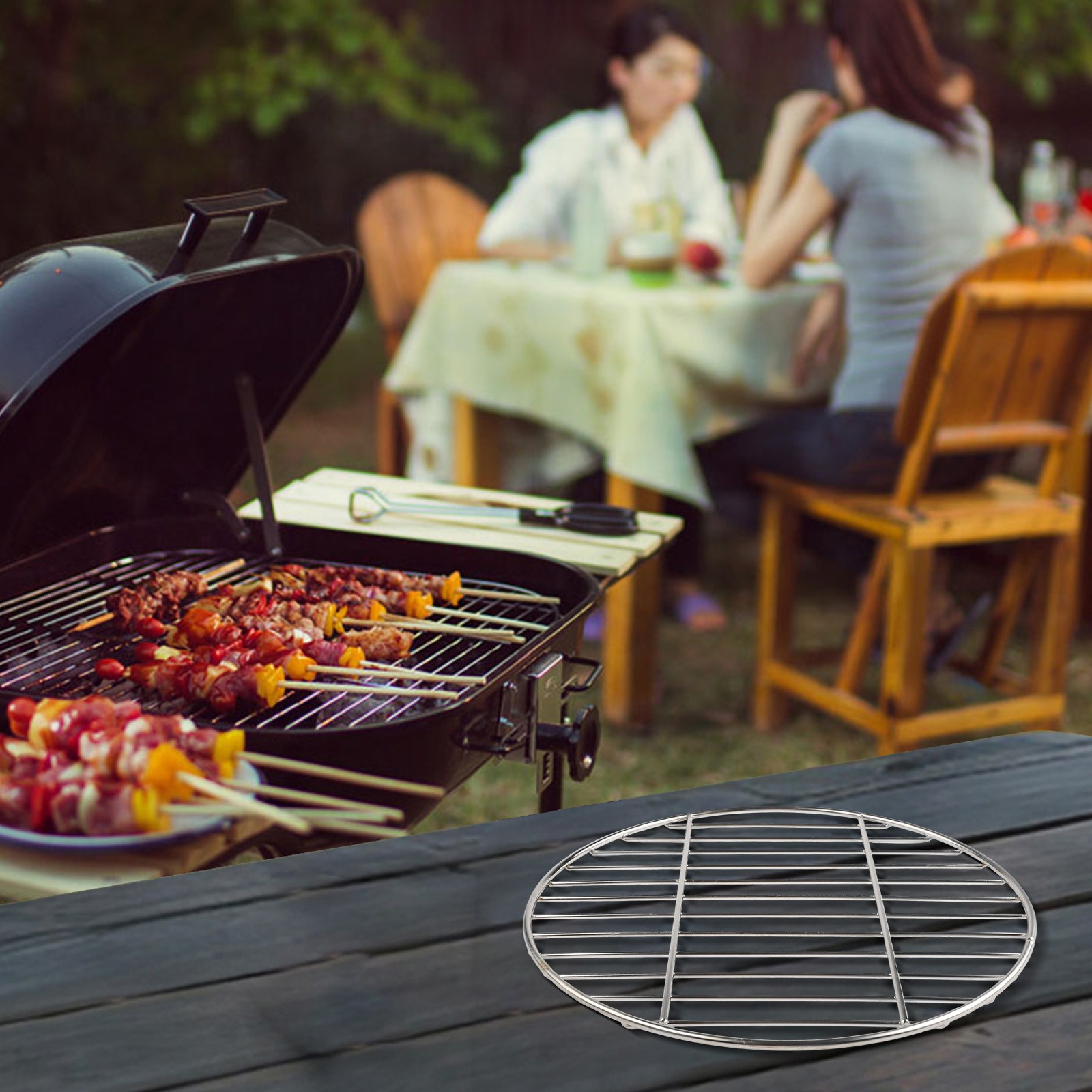 Edelstahl Camping BBQ Gitter rund Backblech 30 cm 35 cm 40 cm Größen - Bild 38 von 61