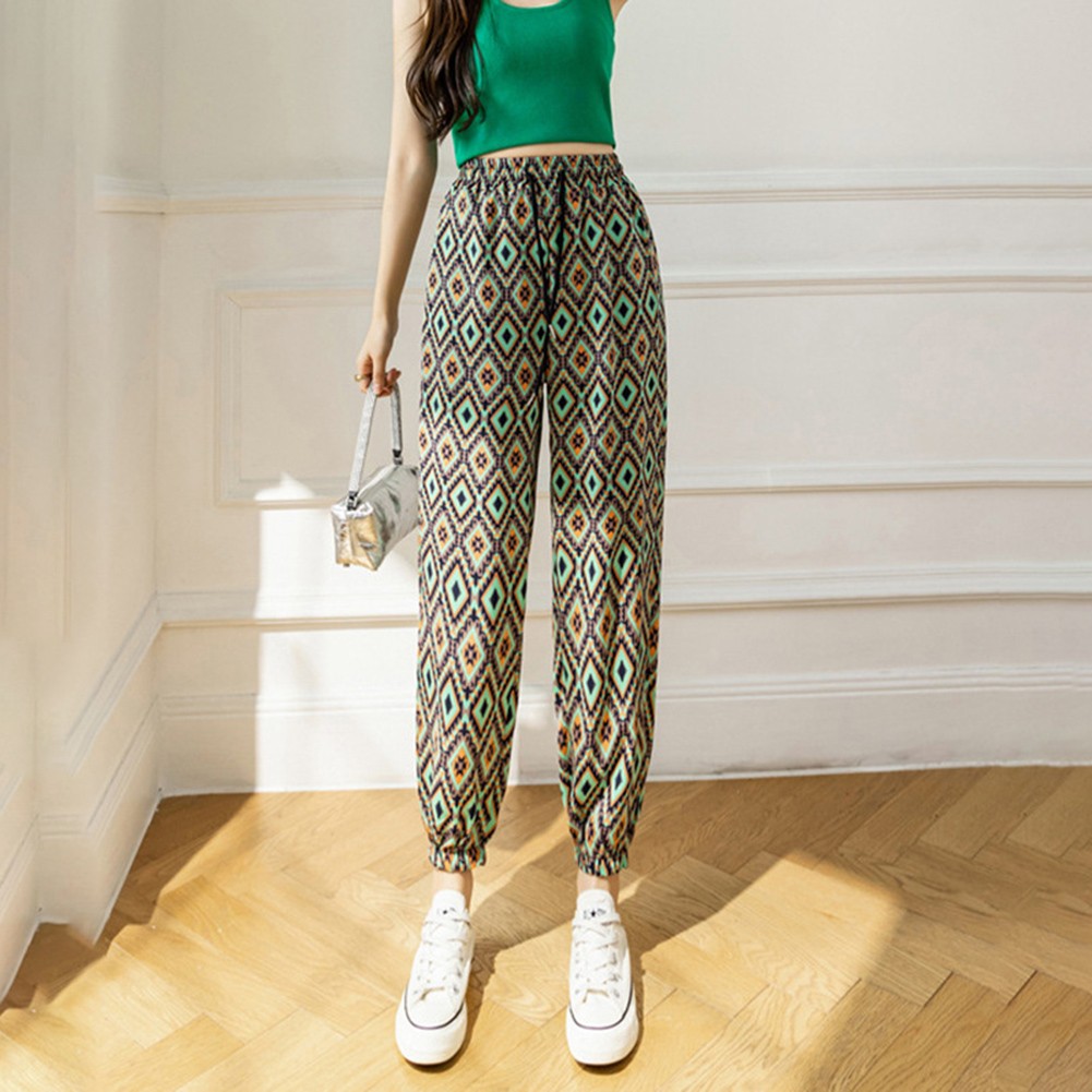 Women Vintage Tie Dye Baggy Trousers with Comfortable Elastic Waist Design - Picture 19 of 19