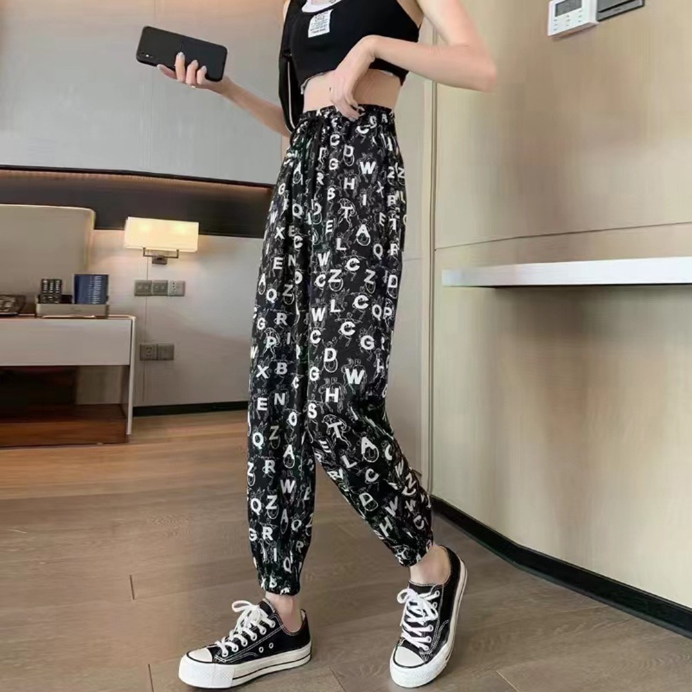 Women Vintage Tie Dye Baggy Trousers with Comfortable Elastic Waist Design - Picture 14 of 19
