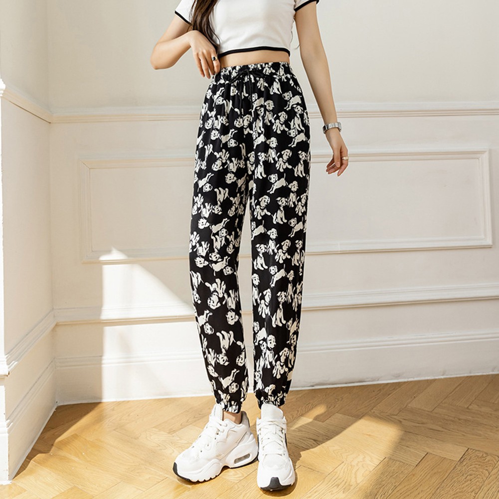 Women Vintage Tie Dye Baggy Trousers with Comfortable Elastic Waist Design - Picture 18 of 19