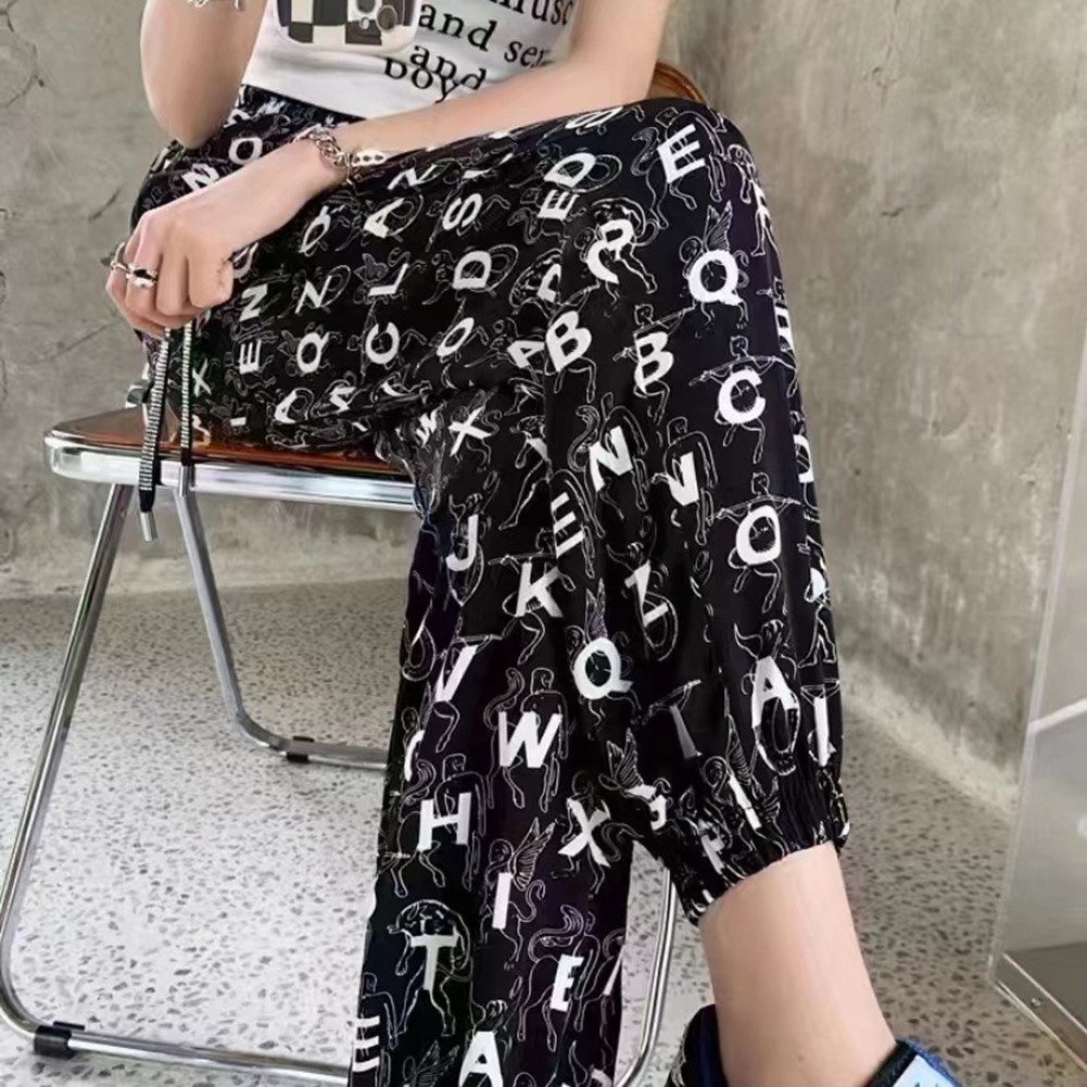 Women Vintage Tie Dye Baggy Trousers with Comfortable Elastic Waist Design - Picture 15 of 19