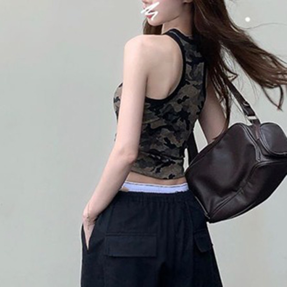 Camouflage Suspenders Casual Camouflage Top Daily Wear Option O Neck Design - Picture 20 of 48