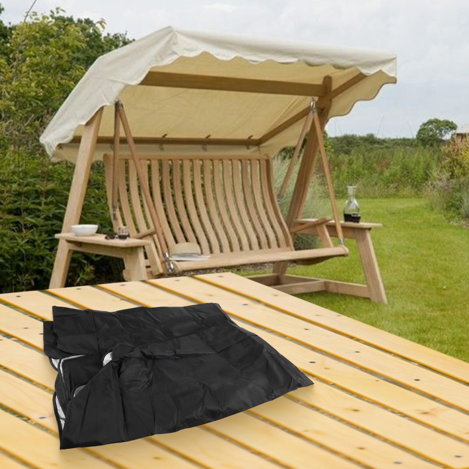 Outdoor Waterproof Swing Cushion-Canopy Cover Set Replacement For Garden Yard - Picture 51 of 69