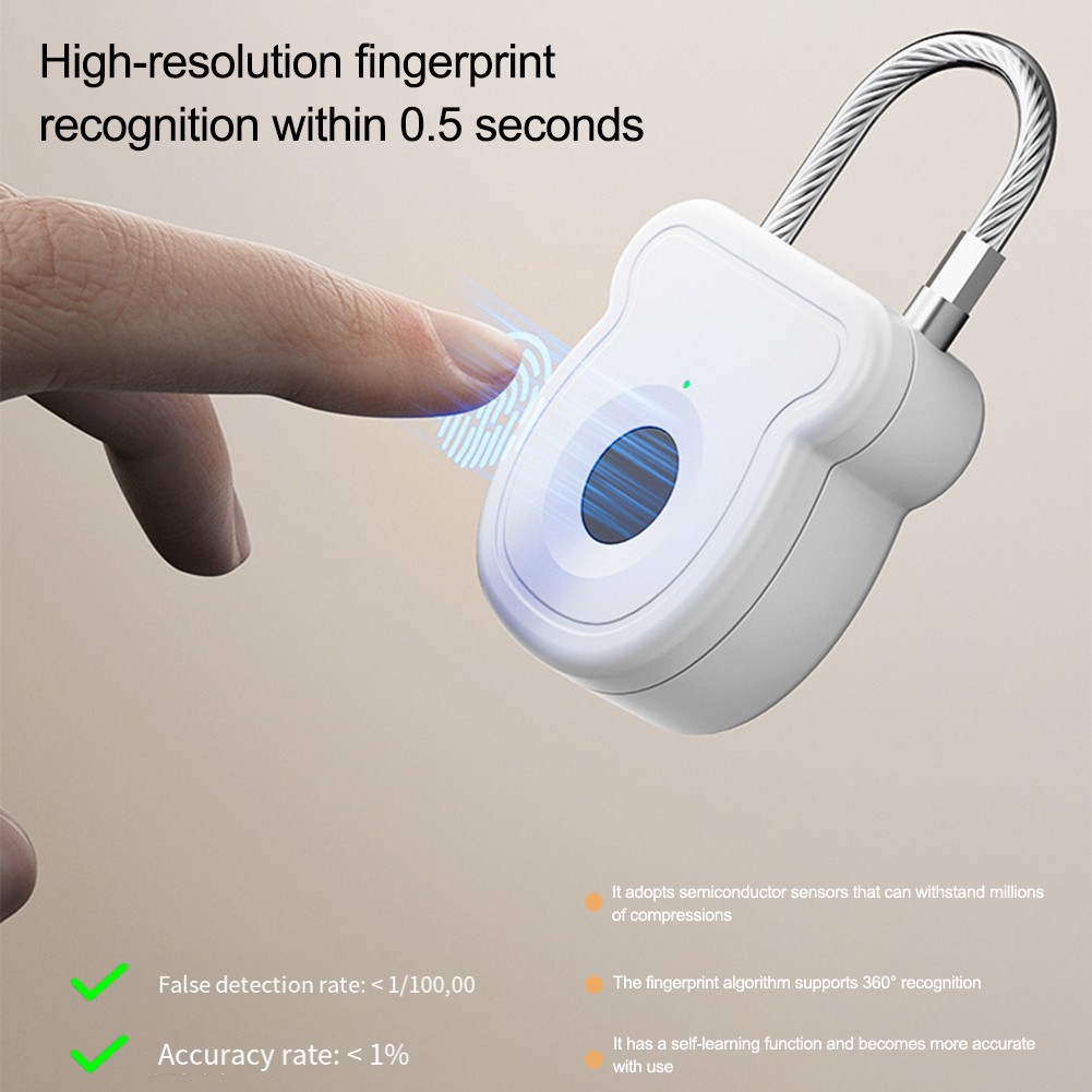 Keyless Fingerprint Padlock with Type C Charging for Efficient Security Access