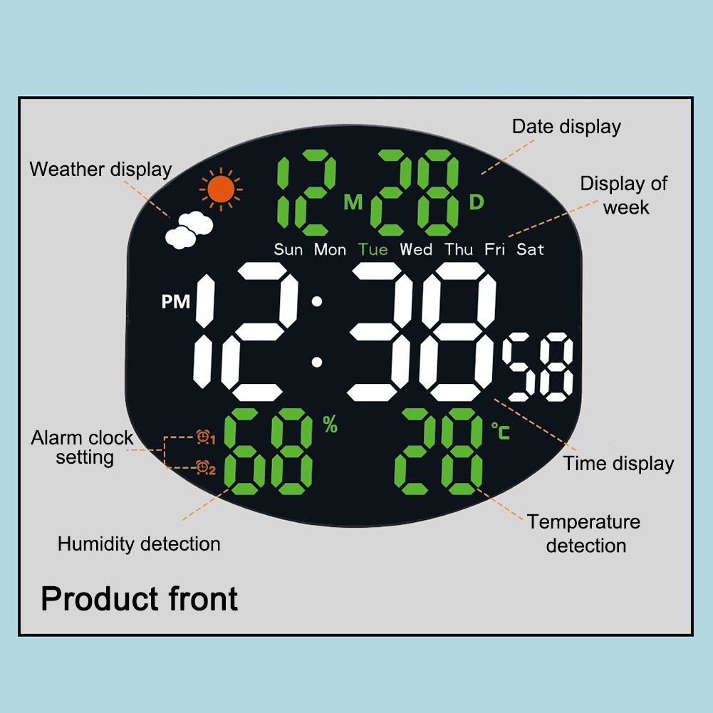 LED Wall Clock with Adjustable Brightness and Weather Display Features