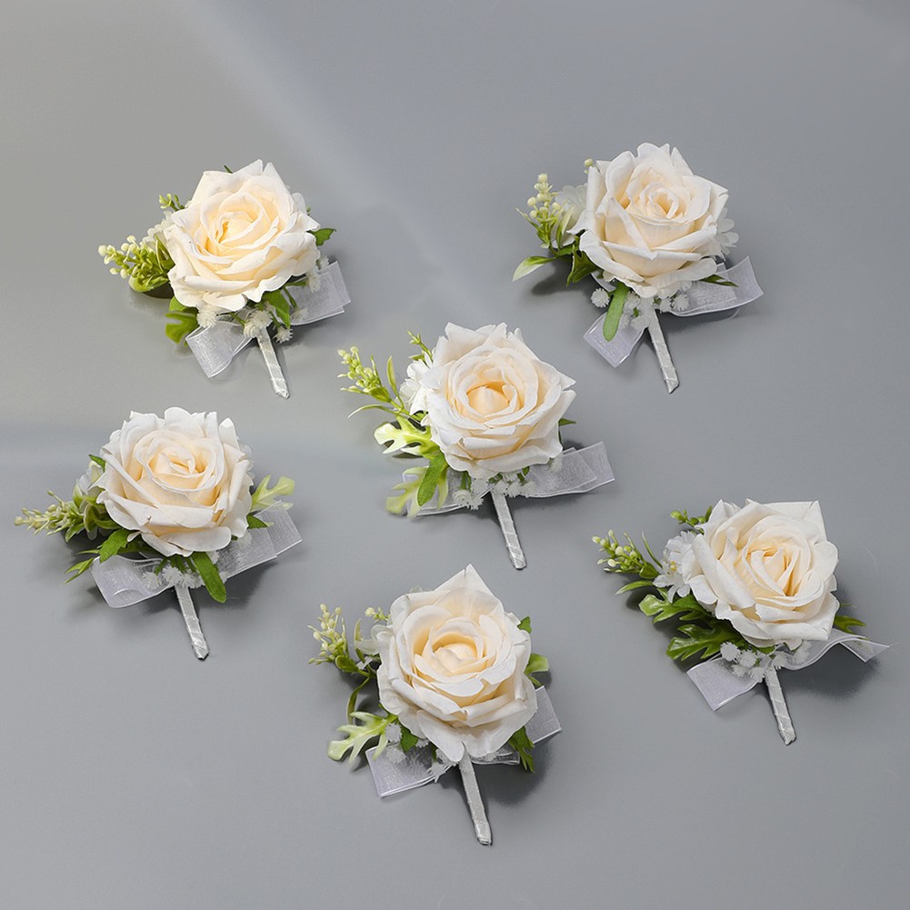 Pour Champagne Bouquet de Fleurs en vente en gros Soie avec Corsage de Poignet pour Événements Spéciaux