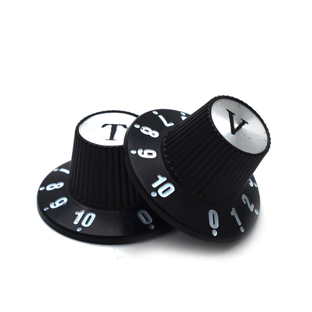 For Electric Guitar Custom Knobs Set of 2 Black Witch Hat Volume and Tone - Picture 14 of 23