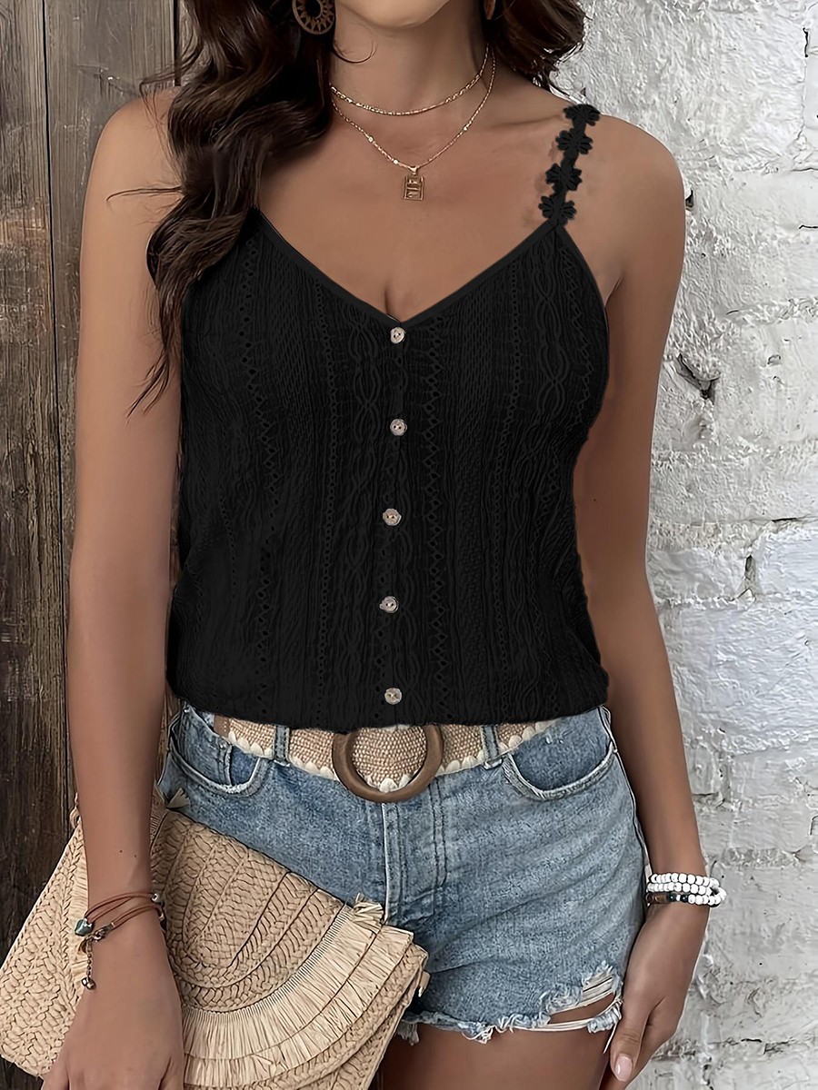 Casual Vest Breathable Strappy Top Lightweight Polyester Fabric Loose Fit - Picture 17 of 52