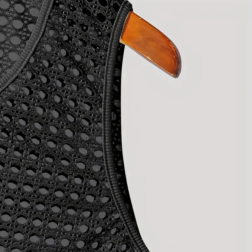 U Neck Mesh Hollow Vests for Men Stylish Korean Summer Sleeveless Tanks - Picture 36 of 36